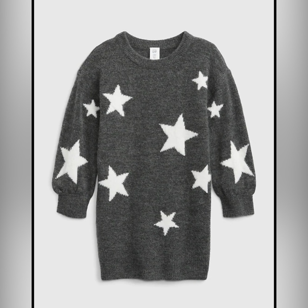 NWT Gap Girls Sweater Dress Gray Star Size 4T